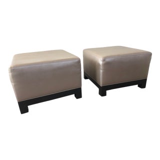 Metallic Bronze Vegan Leather Ottomans - a Pair For Sale