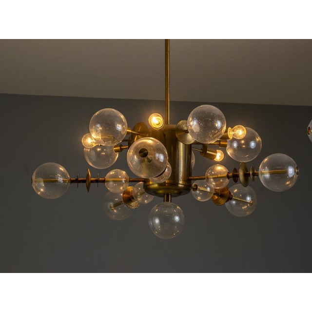 Space Age Brass Chandelier, Czechoslovakia, 1970s For Sale - Image 4 of 14