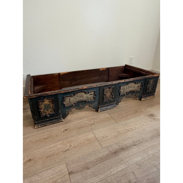 European Large Antique Painted Dowry ,Trunk ,From 1794, Made From Two Pieces , Open Top For Sale - Image 12 of 12