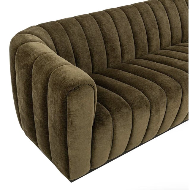 2020s Olive Velvet Tufted Sofa For Sale - Image 5 of 8