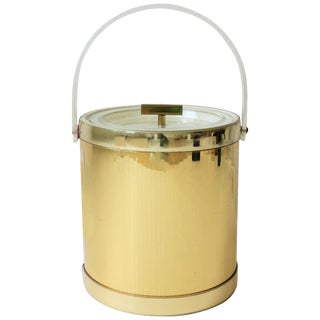 Disco Era 1970s Modern Lucite and Gold Ice Bucket by Georges Briard For Sale