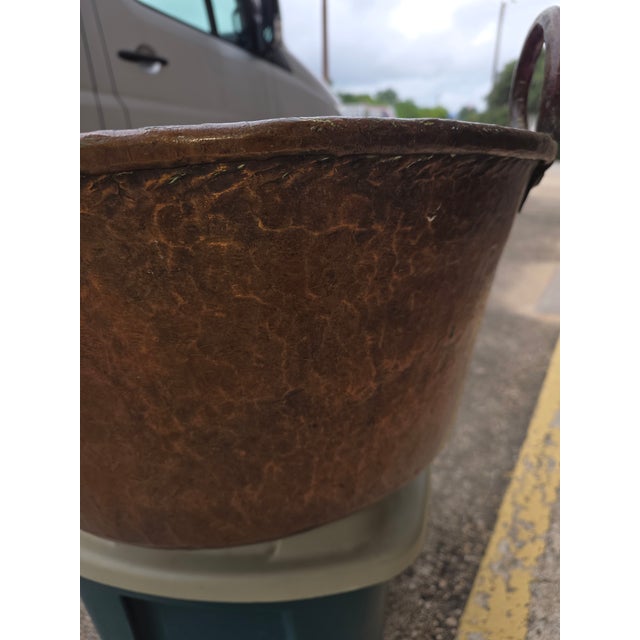Extra Large Old Copper Cauldron With Handles For Sale - Image 9 of 14