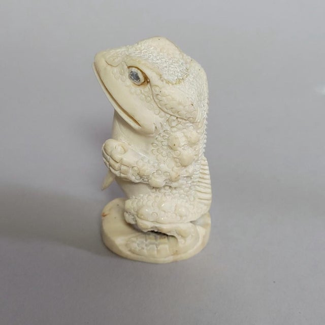 Late 19th Century Japanese Bone Anthropomorphic Toad Figural Carving, 19th C. For Sale - Image 5 of 8
