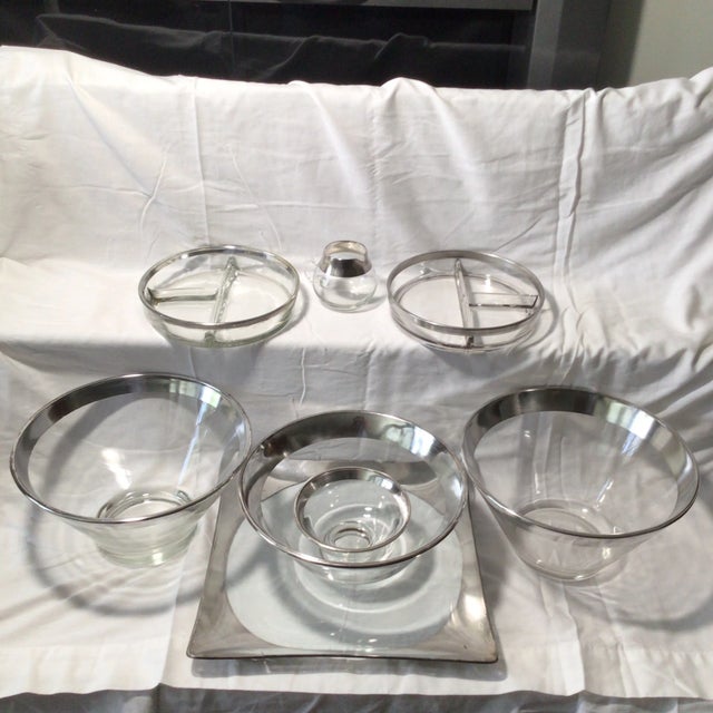 Mid-Century Modern Dorothy Thorpe Silver Rim Serving Entertainment Assorted Set of 8 For Sale - Image 13 of 13