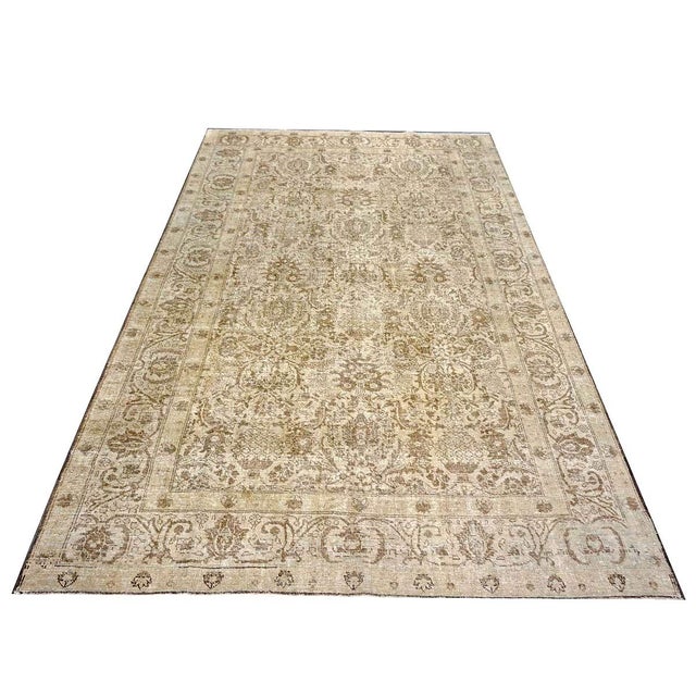 Condition: Antique - Worn Circa: 1900s Origin: Persia Design: Sultanabad Actual Size: 5'10" x 9'5" Color: Gray, Ivory,...