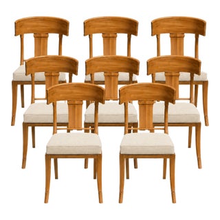 Teak Klismos Patio Dining Chairs. - Set of 8 For Sale