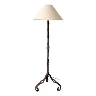 Brutalist Floor Lamp in Forged Iron, France, 1940s For Sale