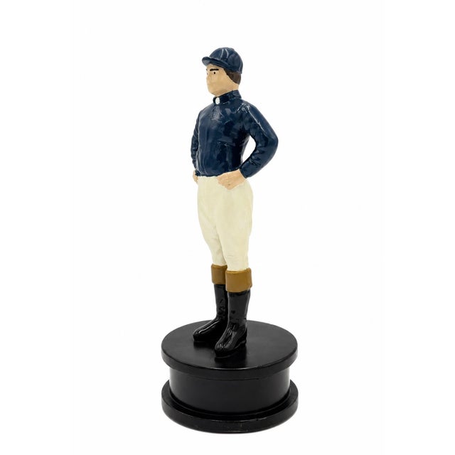 Blue Equestrian Blue Standing Jockey Bottle Opener Barware For Sale - Image 8 of 11