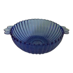 Vintage Cobalt Blue Depression Glass Ribbed Bowl