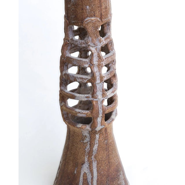 Mid 20th Century Brutalist Vintage Mid-Century Pottery Sculpture Vase Signed For Sale - Image 5 of 9
