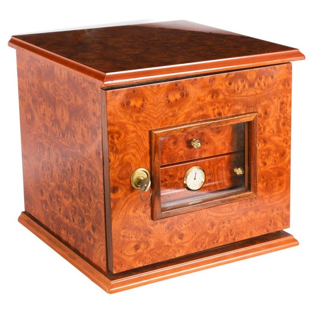 Burr Elm Four Drawer Cigar Humidor Cabinet, 1900s For Sale - Image 18 of 18