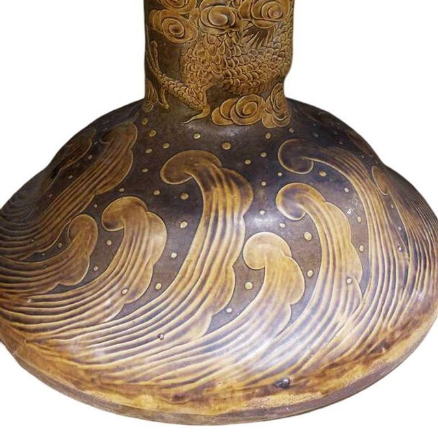 Ceramic 1950s Chinese Dragon Ceramic Glazed Pedestal Table W/ 4 Ceramic Garden Stools For Sale - Image 7 of 11