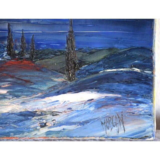 Contemporary Morgan, Beau paysage provence bleue, Oil on Canvas, 1980s For Sale - Image 3 of 6