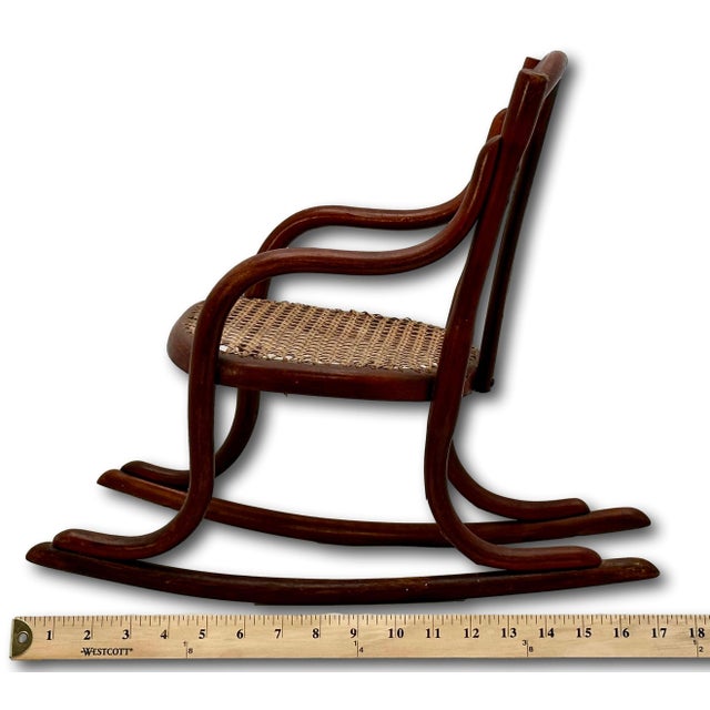 Unusual Antique Very Small Doll Size Bentwood Rocking Chair Possibly a Salesman Sample - Measures 15 Inches Tall For Sale - Image 17 of 18
