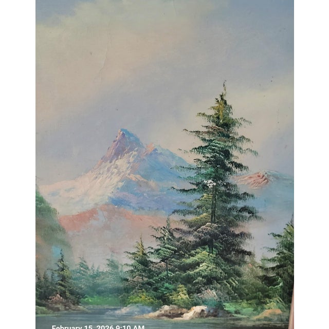 ransport your space to the serene wilderness with this majestic vintage oil painting. Capturing a crisp, atmospheric...