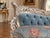 1970s French Artisan Louis XVI Silver Blue Settee For Sale - Image 6 of 18