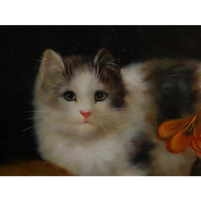 After Henriëtte Ronner-Knip, Painting of a kitten. Oil on Board For Sale - Image 6 of 9
