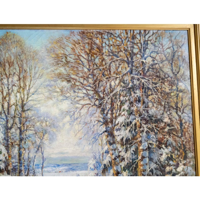 White Early 20th Century American Impressionist Winter Wonderland Landscape Painting by George Young Kauffman For Sale - Image 8 of 18