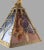 We are pleased to be offering this gorgeous gilded tole fixture with six multi color slag glass panels (Blue, Yellow,...