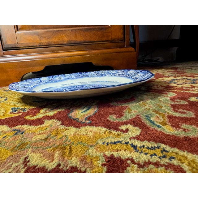 1970s Liberty Blue Washington Crossing the Delaware Platter – Americana Ironstone, England | 250th Anniversary Decor For Sale In Houston - Image 6 of 13
