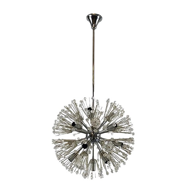 Chrome and Glass Sputnik Chandelier by Emil Stejnar, 1970s For Sale