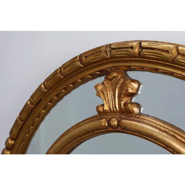 Gold Neo-Classical Style Tilted Oval Mirror from Deknudt, Belgium, 1950s For Sale - Image 8 of 11