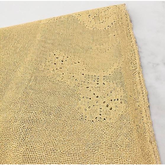 Japanese Vintage Italian Openwork Linen Tablecloth | Sun-Washed Saffron For Sale - Image 3 of 3
