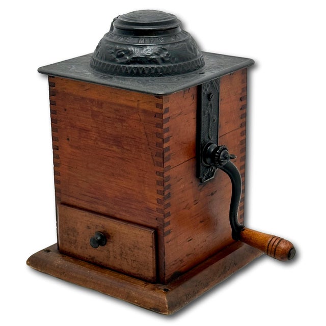 This Really is a Great Looking and Very Unusual Authentic Antique American Hand Crank Kitchen Coffee Grinder. Circa Late...