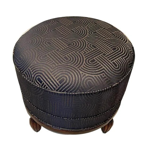 Single Art Deco stool France around 1930. Stained beech. Conical fluted feet. Newly covered and upholstered. Height: 45 cm...