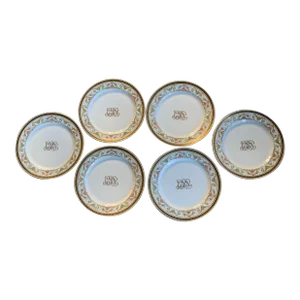 French Porcelain Dinner Plates - Hand Painted Set of 6