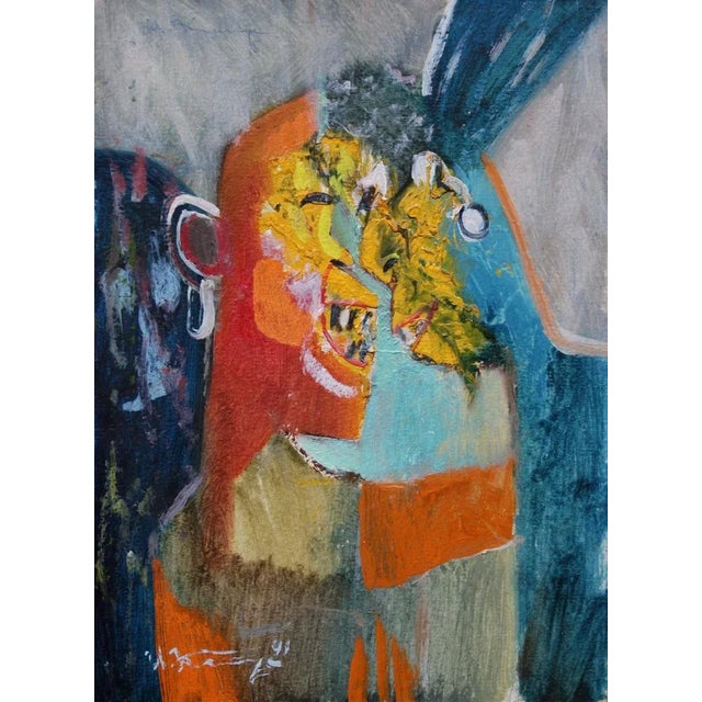 Uldis Krauze, Two Friends, 1991, Oil on Cardboard For Sale - Image 4 of 4