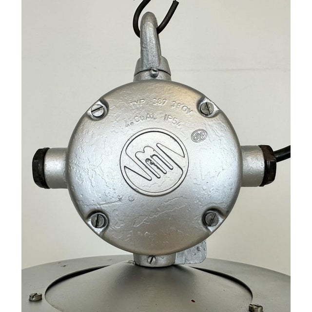 Industrial Black Enamel Factory Pendant Lamp from Elektrosvit, 1960s For Sale - Image 4 of 18
