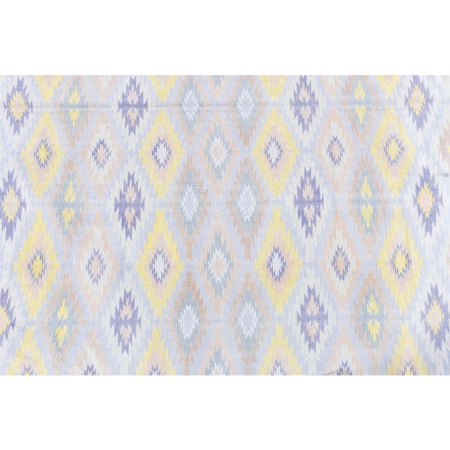1950s Doris Leslie Blau Vintage Indian Dhurrie Geometric Gray Flatweave Cotton Carpet For Sale - Image 5 of 8