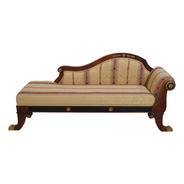 Versace Gigasso Mahogany Empire Style Chaise Recamier For Sale