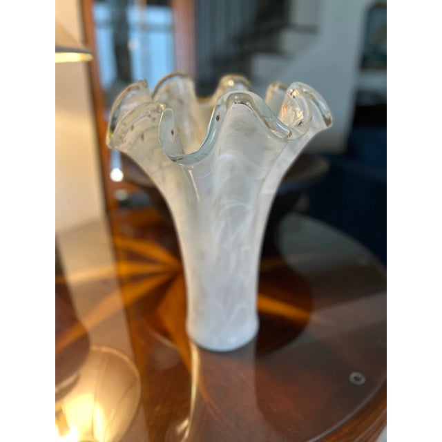 Mid 20th Century Italian Hand-Blown Art Glass by Tammaro Home, Murano-Style Handkerchief Vase For Sale - Image 5 of 10