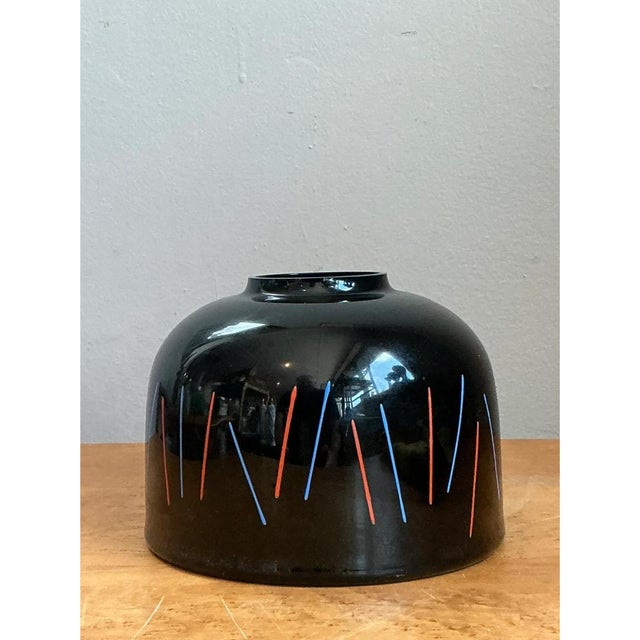 Vintage Ikea “Crystalex” Postmodern Black Ceramic Vase For Sale - Image 12 of 12