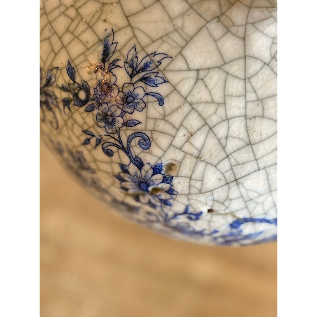 Vintage Large French Clay Crackle Glaze Set of 2 Pots Urn Vase For Sale - Image 9 of 16