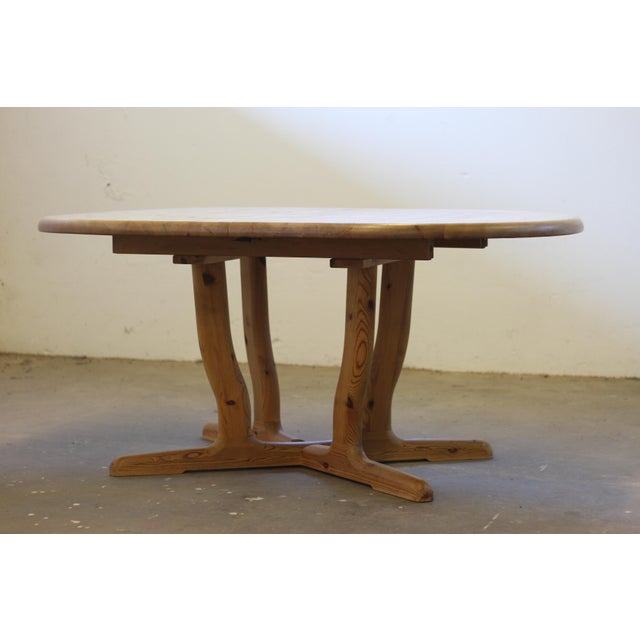 Large, beautiful solid pine dining table with extension. The table is crafted from thick pine wood, organically shaped...