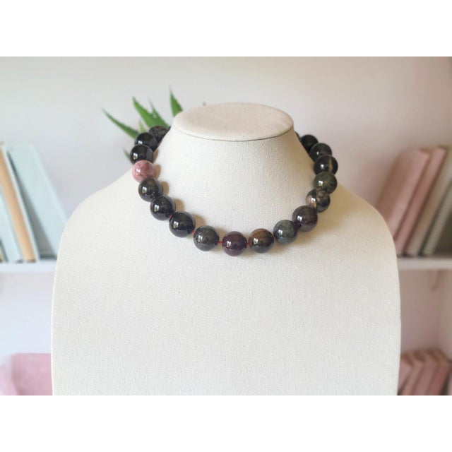 Early 21st Century Natural Multicolor Tourmaline Beaded Necklace, Large 19–20mm Gemstone Beads, 150g For Sale - Image 5 of 8