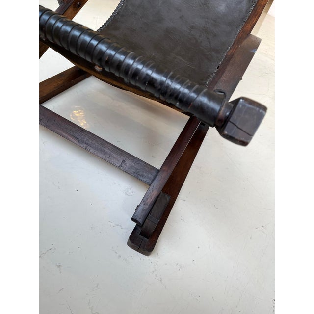 Mid-Century Modern Vintage Leather Sling Chair, 1980s For Sale - Image 3 of 15