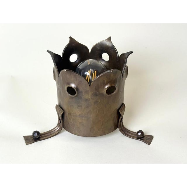 Hand-Hammered Brass Ceiling Light, 1960s For Sale - Image 4 of 18