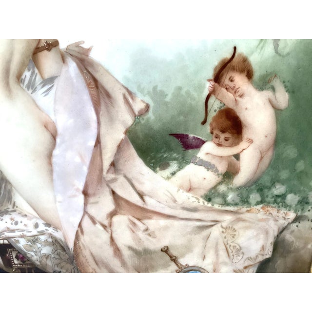 Wood 19th Century Painting on Porcelain in Gilt Frame For Sale - Image 7 of 13