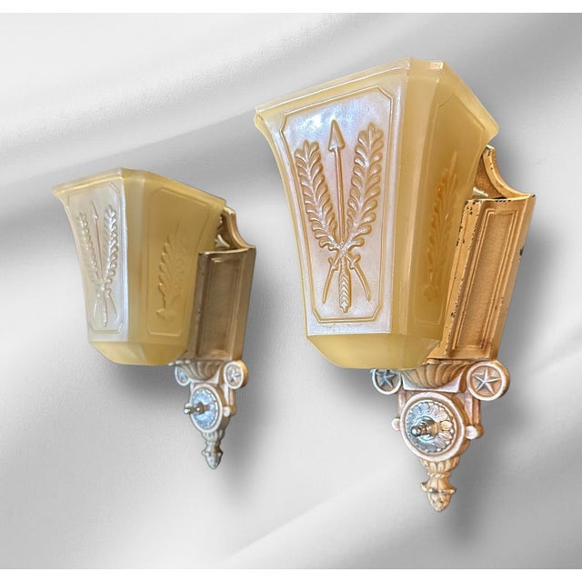 1920s Art Deco Chandelier and 2 Sconces For Sale - Image 10 of 11