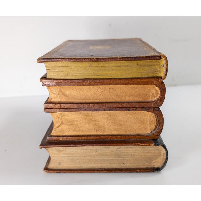 English 20th Century French Faux Leather Book Box With Bar Set or Tantalus For Sale - Image 3 of 13