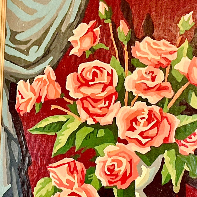 1960s Mid-Century Boho Chic Still Life Roses, Oil Painting - A Pair For Sale - Image 10 of 10