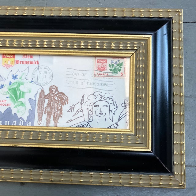 Contemporary original pen and ink drawing on 1960s Canadian vintage first day of issue envelope. Signed with monogram and...