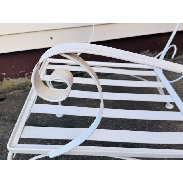 Metal Vintage 1960s White Wrought Iron Lounge Chair For Sale - Image 7 of 9