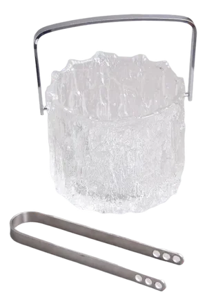 Finnish Iittala Ice Bucket with Stelton Ice Cream Tongs by Tapio Workkala, 1970s, Set of 2