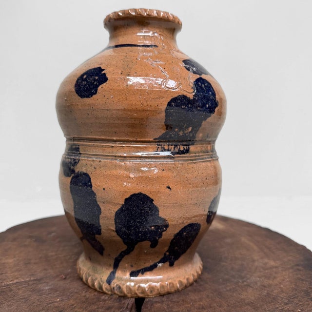 Vintage Dark Blue Glazed Ceramic Vase, Italy, 1990s For Sale - Image 13 of 17