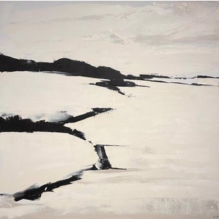 Intersections by Sandra Pratt | Oil on Canvas Abstract landscape with contrasting black and white areas. For Sale